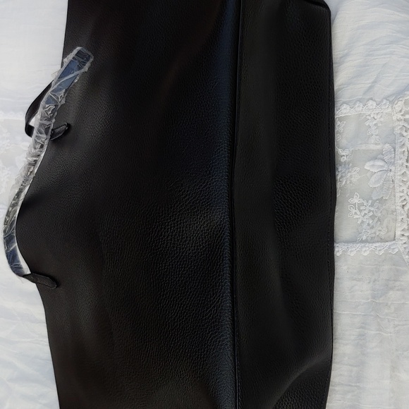 Victoria's Secret Black and Silver Synthetic Leather Tote - Picture 6 of 12